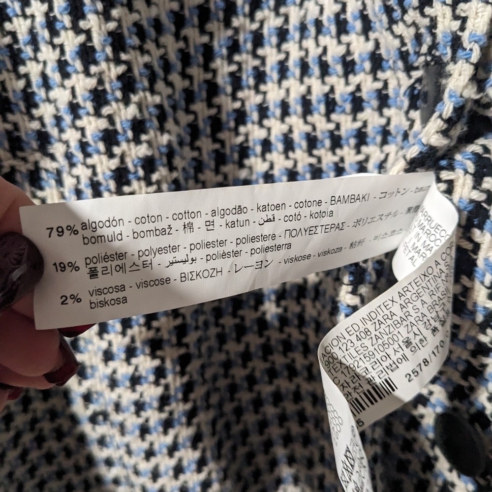 Zara | Tweed button down jacket in blue - Picture 12 of 13